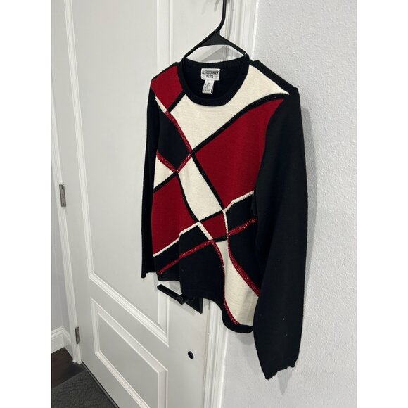 Alfred Dunner Beaded Colorblock Pullover Sweater Black Red Sz Small Petite Cozy - Picture 3 of 9